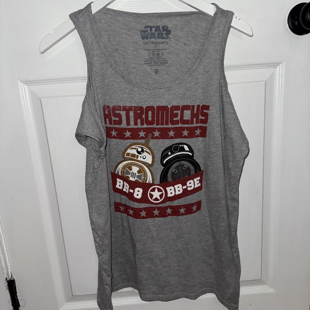Star Wars Her Universe Cold‎ Shoulder Tee TankGray Size L Astromechs Droids BB-8